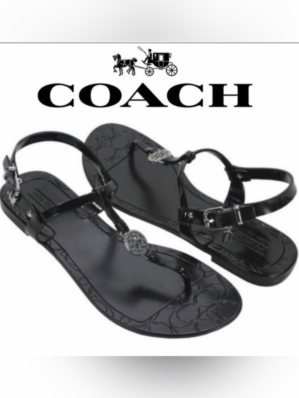 Coach Pansy Black Jelly Sandals Size 9B
